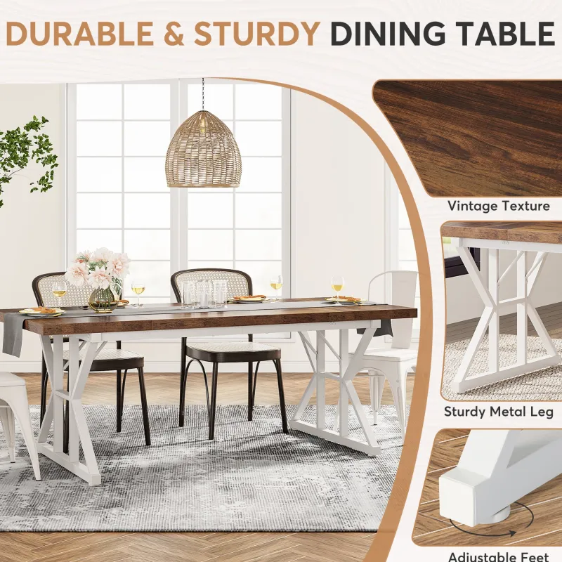 Tribesigns Dining Tables*Wood Dining Table, Farmhouse 70.8" Kitchen Table for 6 People