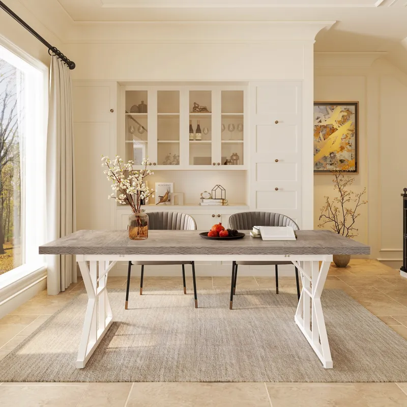 Tribesigns Dining Tables*Wood Dining Table, Farmhouse 70.8" Kitchen Table for 6 People