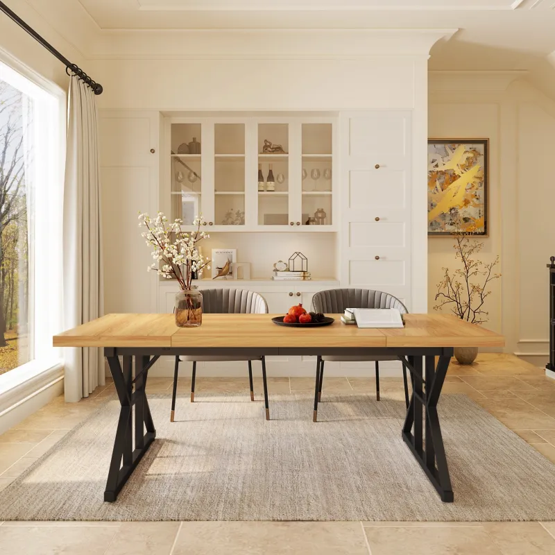 Tribesigns Dining Tables*Wood Dining Table, Farmhouse 70.8" Kitchen Table for 6 People