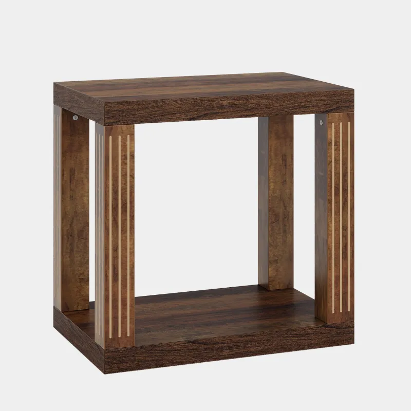 Tribesigns End & Side Tables*Wood End Table, 2 - Tier Farmhouse Side Table with Storage Shelf