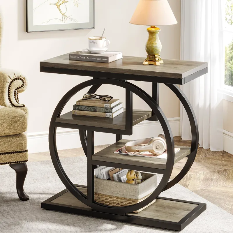 Tribesigns End & Side Tables*Wood End Table, 4 - Tier Side Table with Storage Shelves