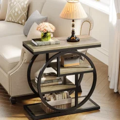 Tribesigns End & Side Tables*Wood End Table, 4 - Tier Side Table with Storage Shelves