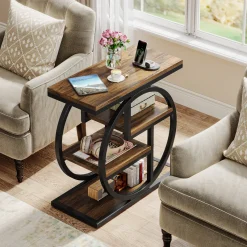 Tribesigns End & Side Tables*Wood End Table, 4 - Tier Side Table with Storage Shelves