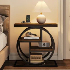Tribesigns End & Side Tables*Wood End Table, 4 - Tier Side Table with Storage Shelves