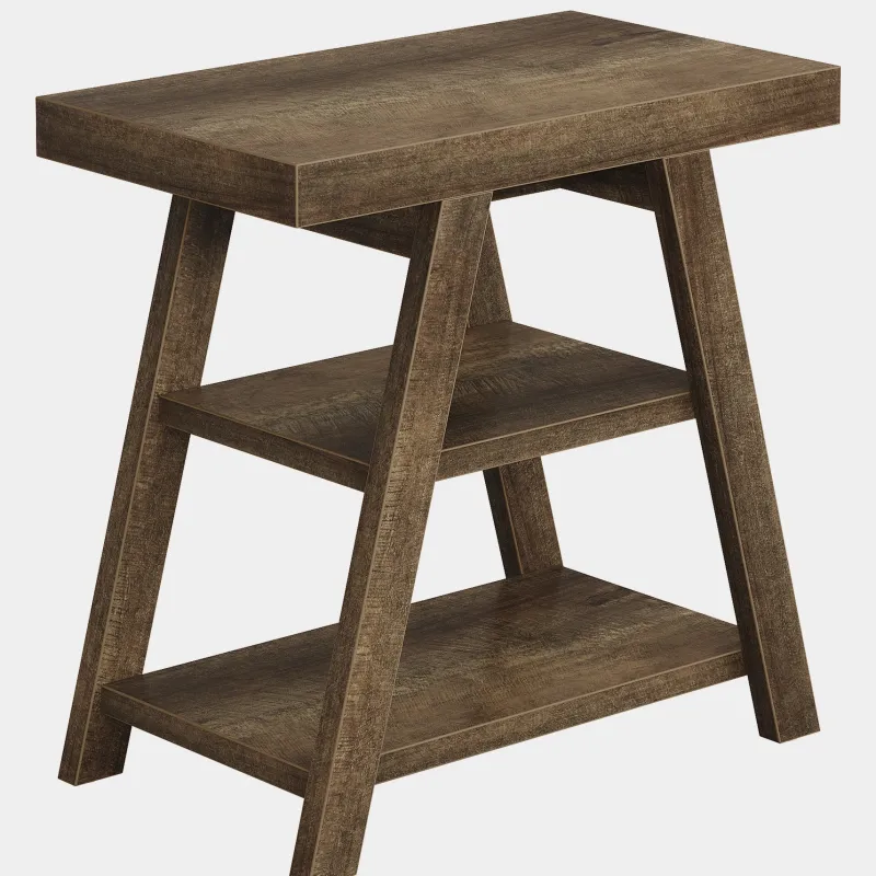 Tribesigns End & Side Tables*Wood End Table, 3 - Tier Sofa Side Table with Storage Shelf