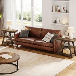 Tribesigns End & Side Tables*Wood End Table, 3 - Tier Sofa Side Table with Storage Shelf