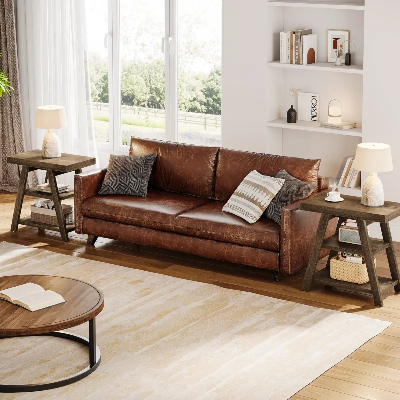 Tribesigns End & Side Tables*Wood End Table, 3 - Tier Sofa Side Table with Storage Shelf