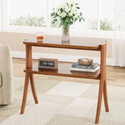 Tribesigns End & Side Tables*Wood End Table, Farmhouse Side Table with 2 - Tier Storage Shelf