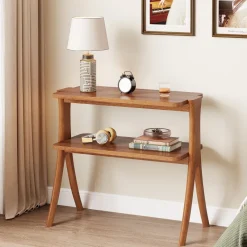 Tribesigns End & Side Tables*Wood End Table, Farmhouse Side Table with 2 - Tier Storage Shelf