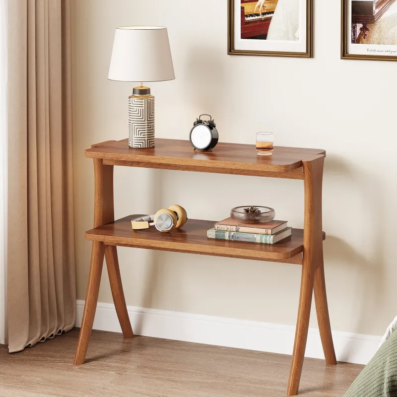 Tribesigns End & Side Tables*Wood End Table, Farmhouse Side Table with 2 - Tier Storage Shelf