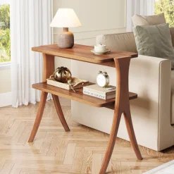 Tribesigns End & Side Tables*Wood End Table, Farmhouse Side Table with 2 - Tier Storage Shelf