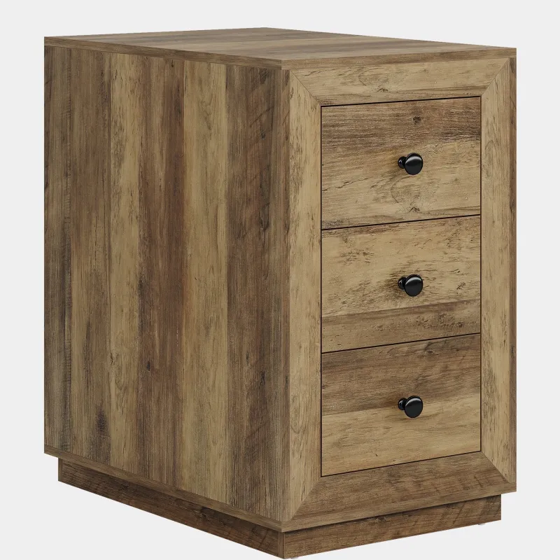 Tribesigns End & Side Tables*Wood End Table, Farmhouse 3 - Drawer Sofa Side Table Nightstand