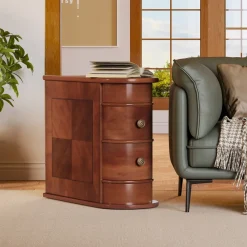 Tribesigns Nightstands*Wood End Table, Narrow Side Table Nightstand with 2 Drawers