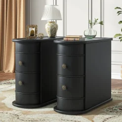Tribesigns Nightstands*Wood End Table, Narrow Side Table Nightstand with 2 Drawers
