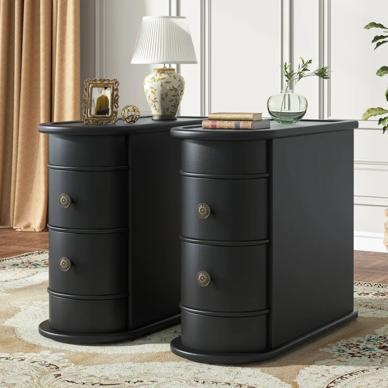Tribesigns Nightstands*Wood End Table, Narrow Side Table Nightstand with 2 Drawers