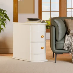 Tribesigns Nightstands*Wood End Table, Narrow Side Table Nightstand with 2 Drawers