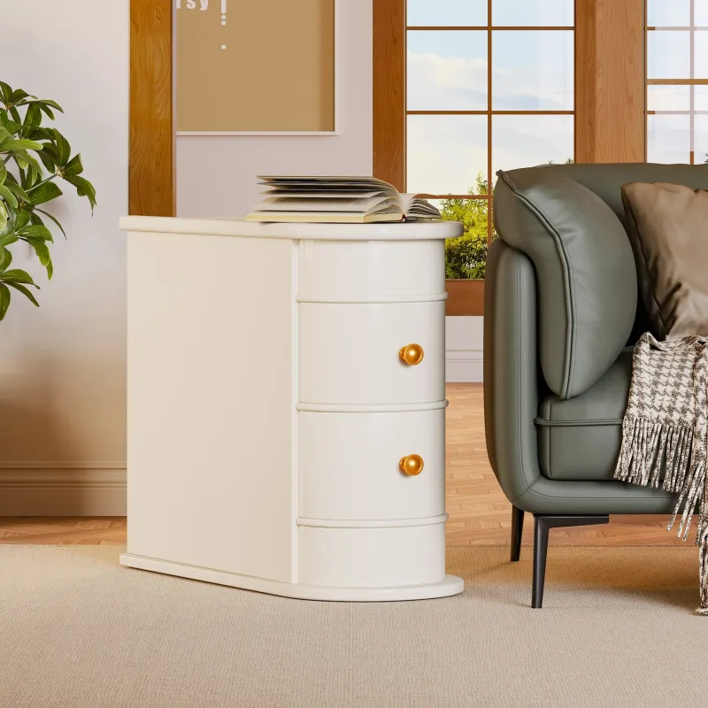 Tribesigns Nightstands*Wood End Table, Narrow Side Table Nightstand with 2 Drawers