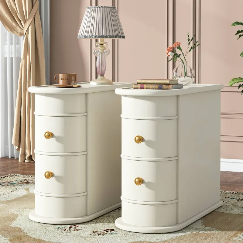 Tribesigns Nightstands*Wood End Table, Narrow Side Table Nightstand with 2 Drawers