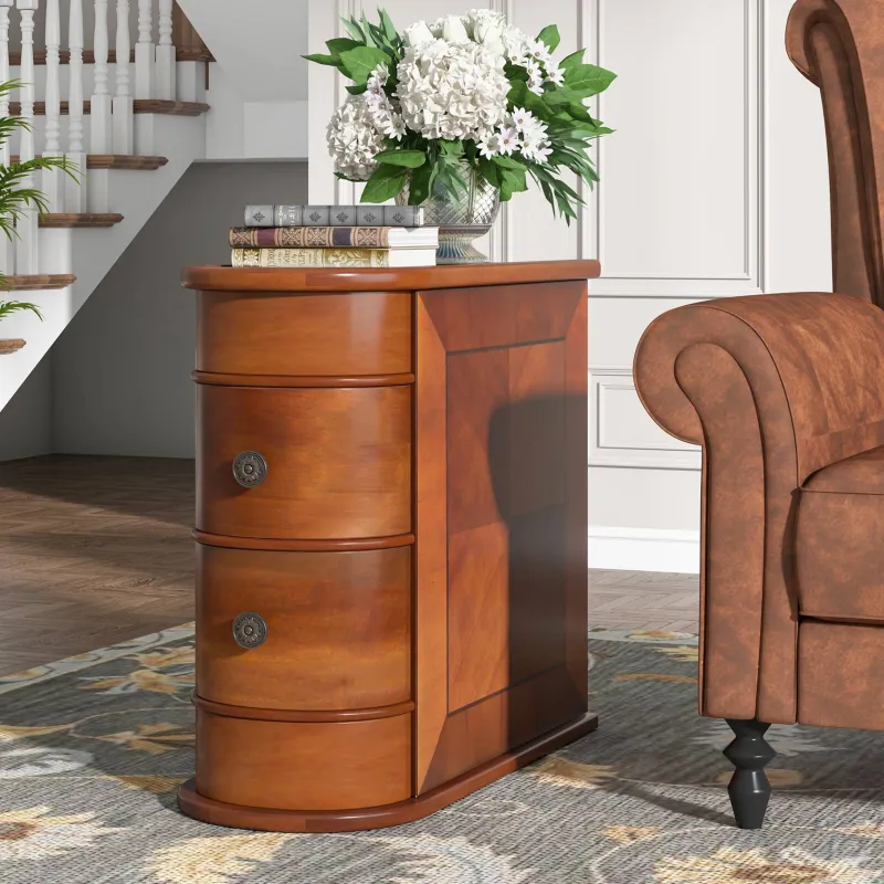 Tribesigns Nightstands*Wood End Table, Narrow Side Table Nightstand with 2 Drawers