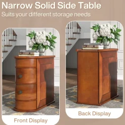 Tribesigns Nightstands*Wood End Table, Narrow Side Table Nightstand with 2 Drawers