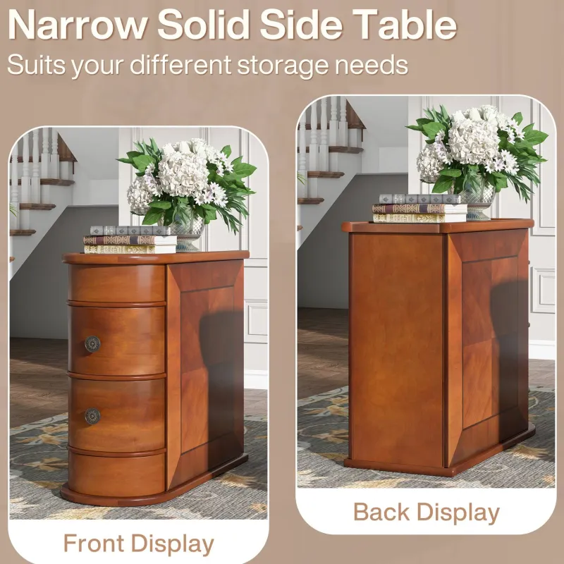 Tribesigns Nightstands*Wood End Table, Narrow Side Table Nightstand with 2 Drawers
