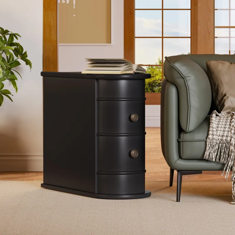 Tribesigns Nightstands*Wood End Table, Narrow Side Table Nightstand with 2 Drawers