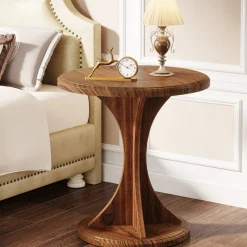 Tribesigns End & Side Tables*Wood End Table, Round Sofa Side Table Vintage Nightstand