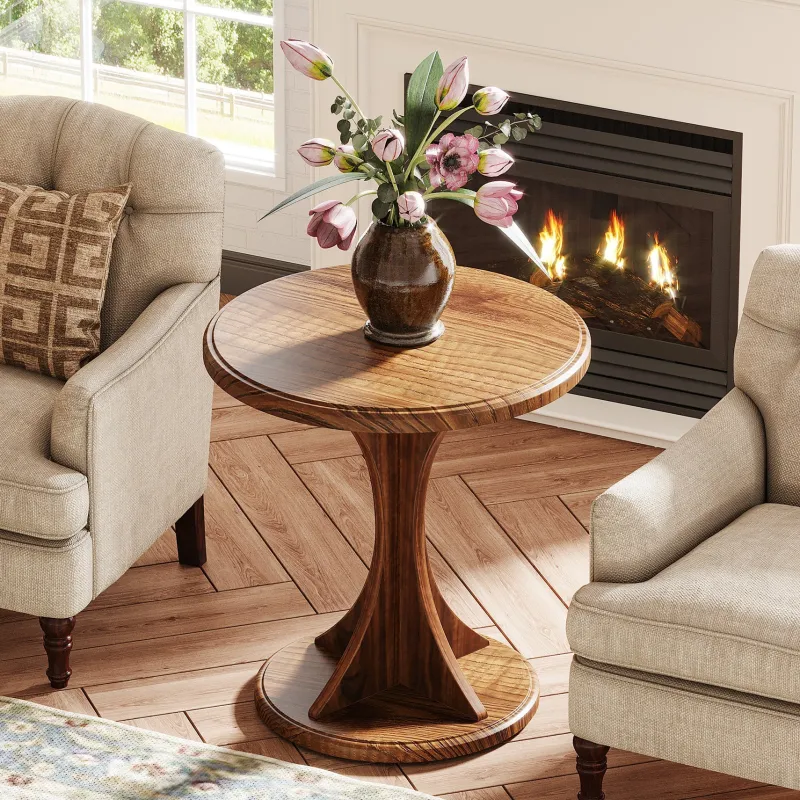 Tribesigns End & Side Tables*Wood End Table, Round Sofa Side Table Vintage Nightstand