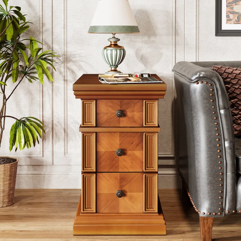 Tribesigns Nightstands*Wood End Table, Sofa Side Table Nightstand with 3 Drawers