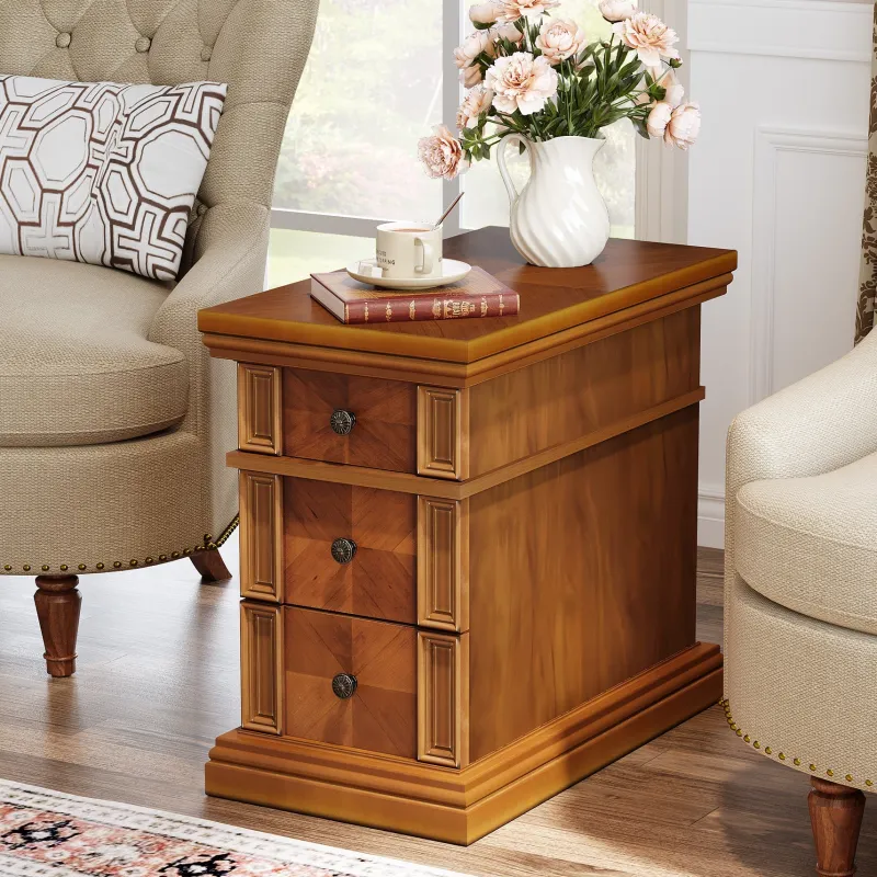 Tribesigns Nightstands*Wood End Table, Sofa Side Table Nightstand with 3 Drawers