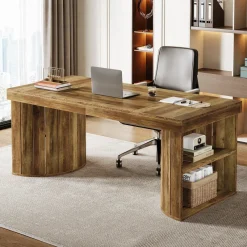 Tribesigns Desks*Wood Executive Desk, 63" Computer Desk Office Desk with Storage