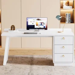 Tribesigns Desks*Wood Executive Desk,55 Inches Computer Desk with Storage Drawers