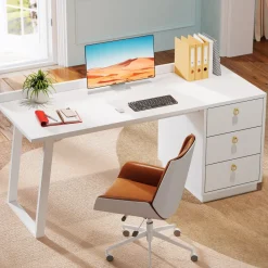 Tribesigns Desks*Wood Executive Desk,55 Inches Computer Desk with Storage Drawers