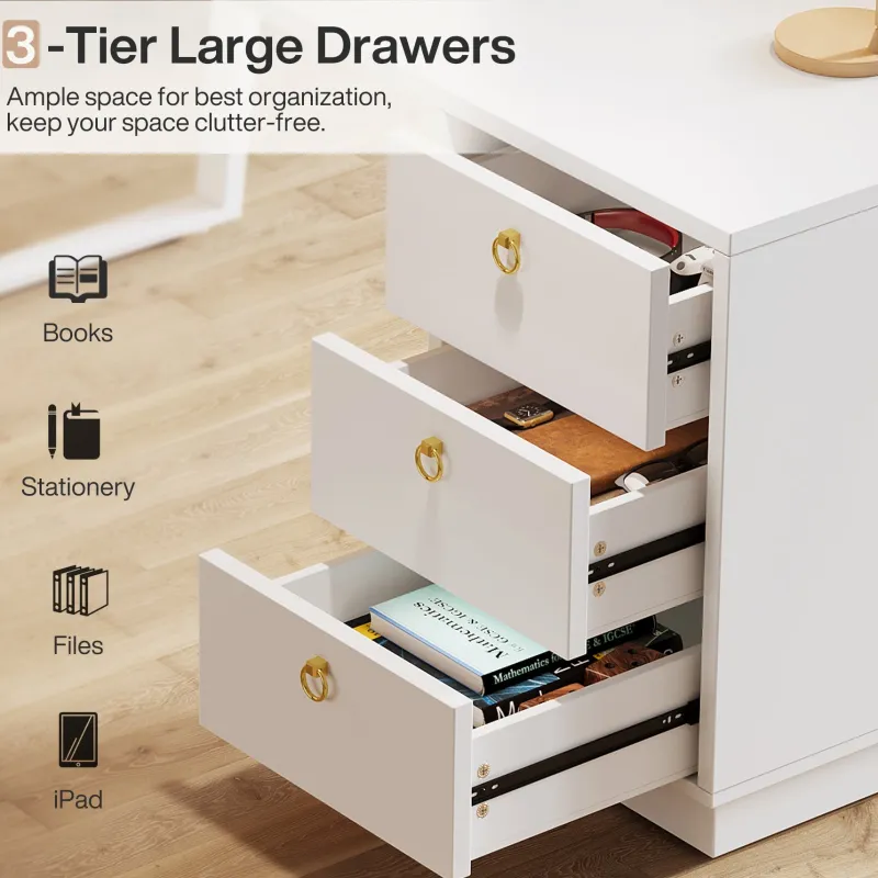 Tribesigns Desks*Wood Executive Desk,55 Inches Computer Desk with Storage Drawers