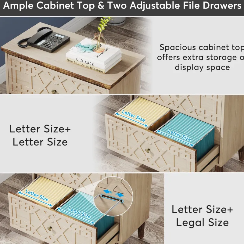 Tribesigns File Cabinets|File Cabinets*Wood File Cabinet, 2-Drawer Filing Cabinet Storage Cabinet