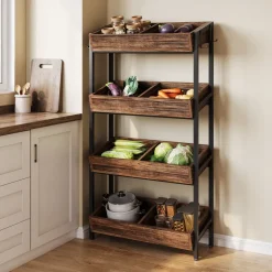 Tribesigns Baker's Racks|Baker's Racks*Wood Fruit Vegetable Storage Rack Stand, 4-Tier Storage Organizer