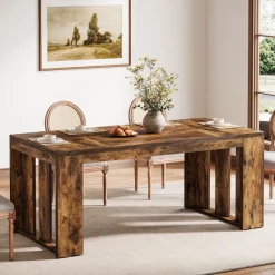 Tribesigns Dining Tables*Wood Kitchen Table, 63" Farmhouse Dining Table for 4 - 6 People