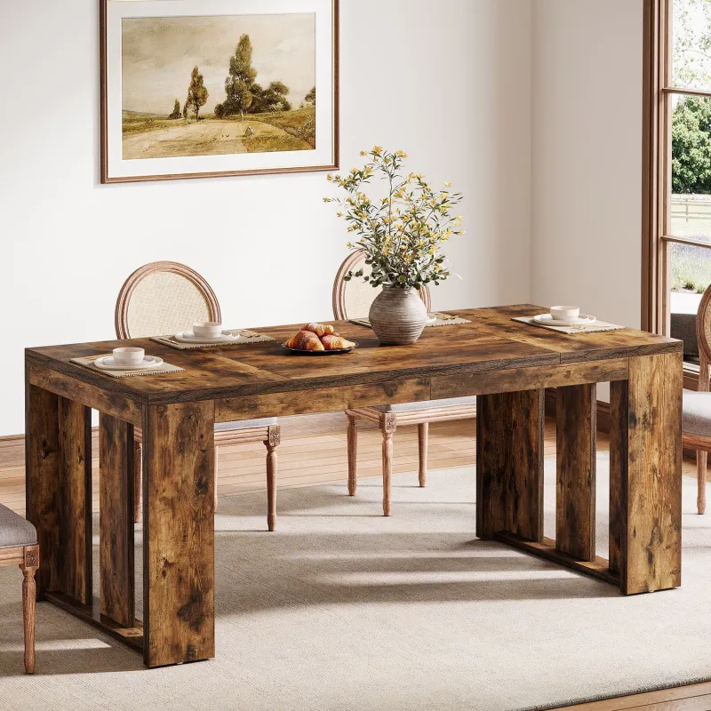 Tribesigns Dining Tables*Wood Kitchen Table, 63" Farmhouse Dining Table for 4 - 6 People