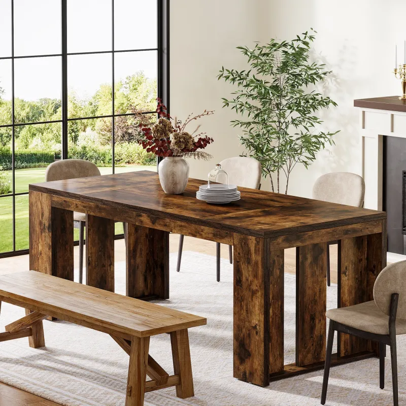 Tribesigns Dining Tables*Wood Kitchen Table, 63" Farmhouse Dining Table for 4 - 6 People