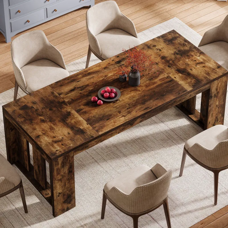 Tribesigns Dining Tables*Wood Kitchen Table, 63" Farmhouse Dining Table for 4 - 6 People