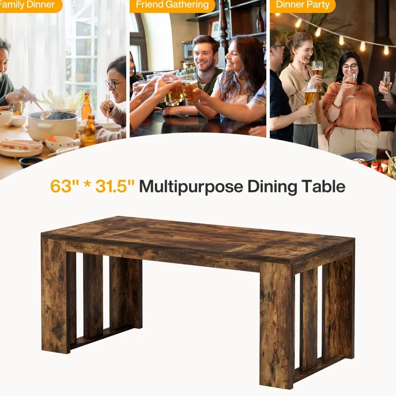 Tribesigns Dining Tables*Wood Kitchen Table, 63" Farmhouse Dining Table for 4 - 6 People