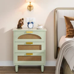 Tribesigns Nightstands*Wood Night Stand, 20-Inch Bedside Table Storage Cabinet with 3-Drawers