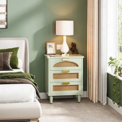 Tribesigns Nightstands*Wood Night Stand, 20-Inch Bedside Table Storage Cabinet with 3-Drawers