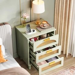 Tribesigns Nightstands*Wood Night Stand, 20-Inch Bedside Table Storage Cabinet with 3-Drawers