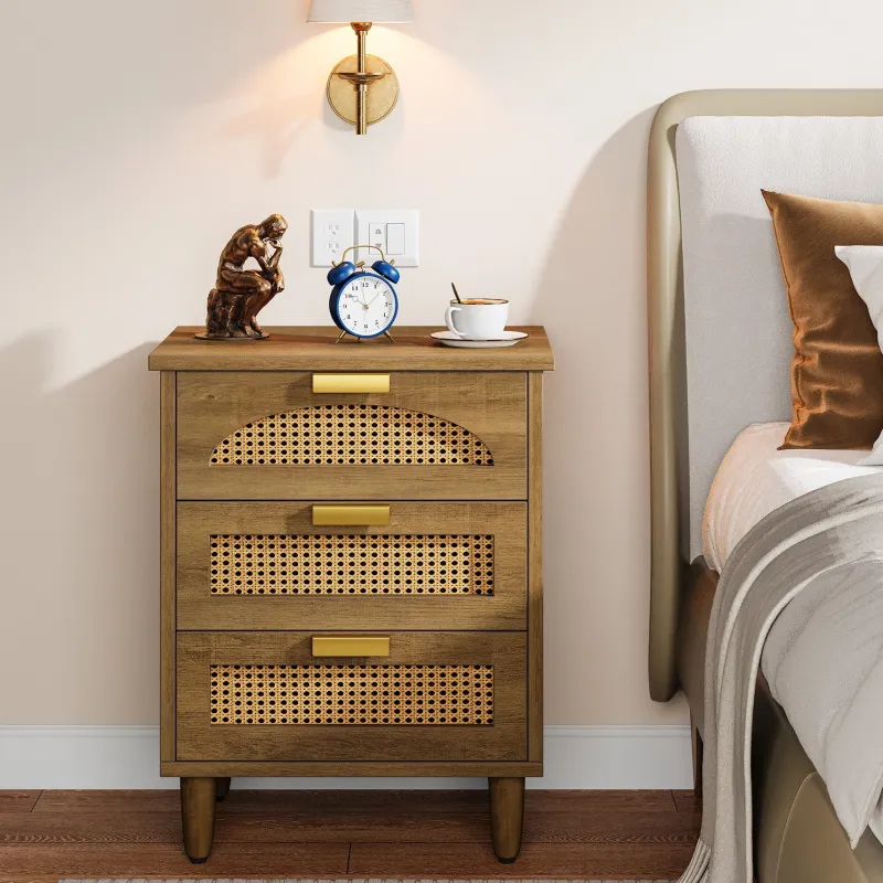 Tribesigns Nightstands*Wood Night Stand, 20-Inch Bedside Table Storage Cabinet with 3-Drawers