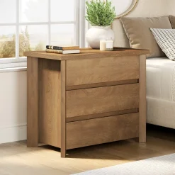 Tribesigns Nightstands*Wood Nightstand, Farmhouse Bedside Table with 3 Storage Drawers