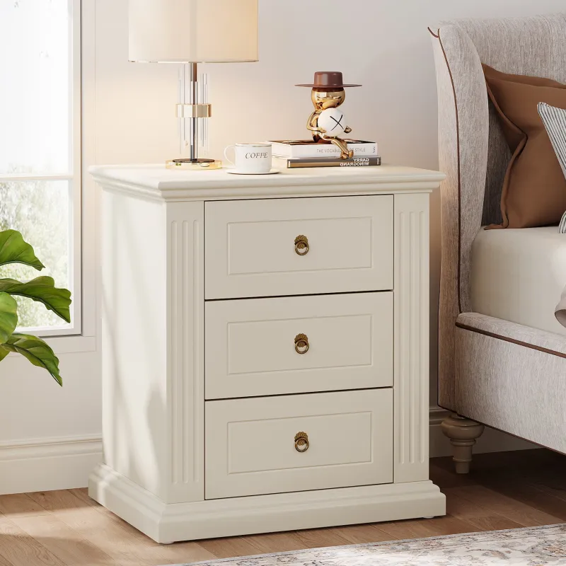 Tribesigns Nightstands*Wood Nightstand, Modern End Table Bedside Table with 3 storage Drawer