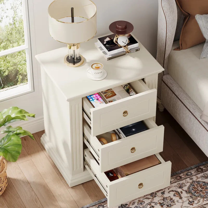 Tribesigns Nightstands*Wood Nightstand, Modern End Table Bedside Table with 3 storage Drawer
