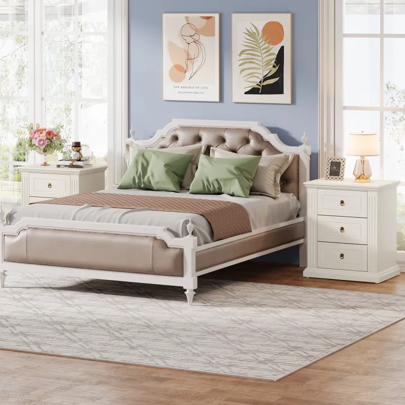 Tribesigns Nightstands*Wood Nightstand, Modern End Table Bedside Table with 3 storage Drawer