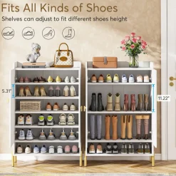 Tribesigns Shoe Racks & Cabinets|Shoe Racks & Cabinets*Wood Shoe Cabinet, 6 - Tier Shoe Organizer with Adjustable Shelves for Entryway